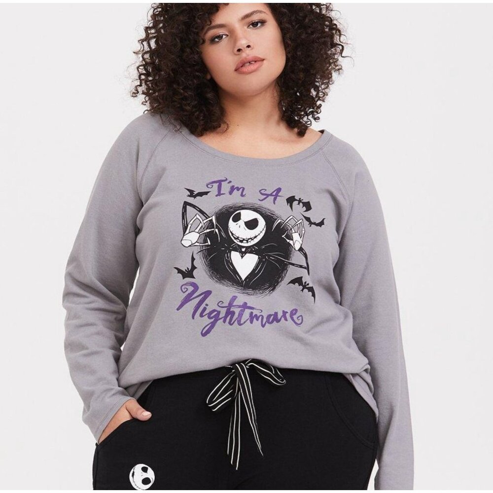 Torrid Sweatshirt Plus Size 3X Gray Nightmare Before Christmas Jack Cozy Comfy